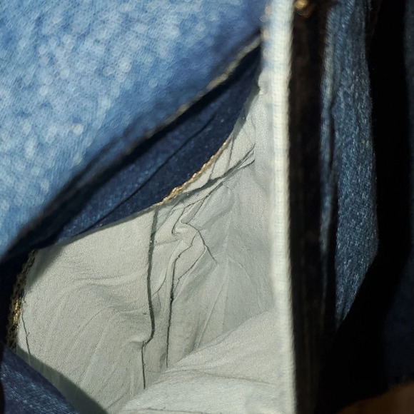 Vintage 90's Denim and Plaid Zip Up Midweight Reversible Coat w Zipper Sleeves - Picture 4 of 16